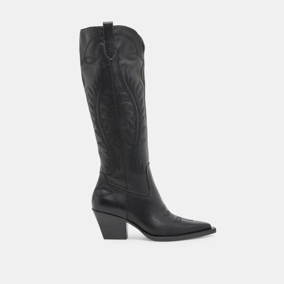 Dolce Vita Ryatt Extra Wide Calf Boots - Black Leather, Barely Worn - Picture 1 of 7